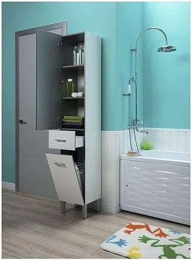 Шкаф-пенал напольный с бельевой корзиной Aquanet Верона 35 L белый 00187316