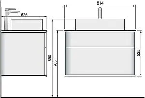 Тумба-умывальник подвесная Jorno Pastel 80 белый жемчуг Pas.01.82/P/W+MLN-7050H Тумба-умывальник подвесная Jorno Pastel 80 белый жемчуг Pas.01.82/P/W+MLN-7050H, 2