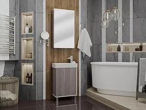 Шкаф-зеркало Aquaton Эмма 45 дуб наварра/белый 1A221802EAD80, 4