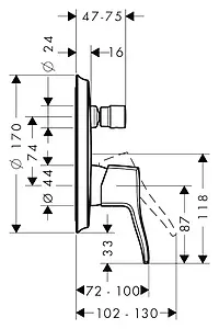 Смеситель для ванны скрытого монтажа Hansgrohe Metris Classic хром 31485000 Смеситель для ванны скрытого монтажа Hansgrohe Metris Classic хром 31485000, 2