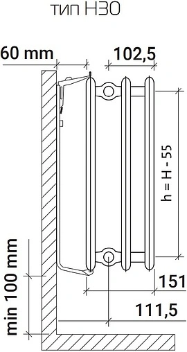 Радиатор стальной панельный Royal Thermo HYGIENE тип 30 400 x 2400 мм Bianco Traffico H30-400-2400/9016