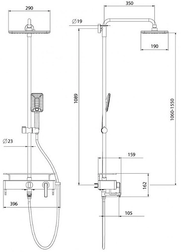 Душевая система со смесителем для ванны Lemark Mista золото/белый LM6462WG