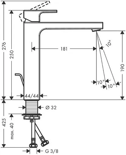 Смеситель для раковины Hansgrohe Vernis Shape 190 чёрный матовый 71591670 Смеситель для раковины Hansgrohe Vernis Shape 190 чёрный матовый 71591670
