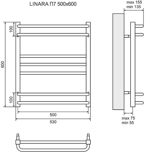 Полотенцесушитель электрический лесенка Lemark Linara П7 600х500 полированная сталь LM04607E