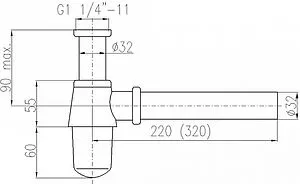 Сифон бутылочный для раковины Rav Slezak чёрный матовый MD0545CMAT Сифон бутылочный для раковины Rav Slezak чёрный матовый MD0545CMAT, 2