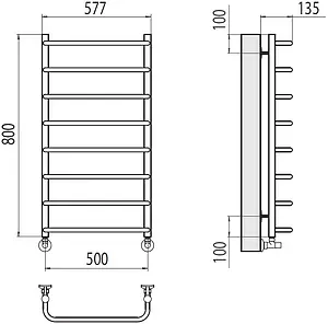 Полотенцесушитель водяной лесенка Terminus Стандарт П8 500х800 полированная сталь 4670078530370 Полотенцесушитель водяной лесенка Terminus Стандарт П8 500х800 полированная сталь 4670078530370, 2