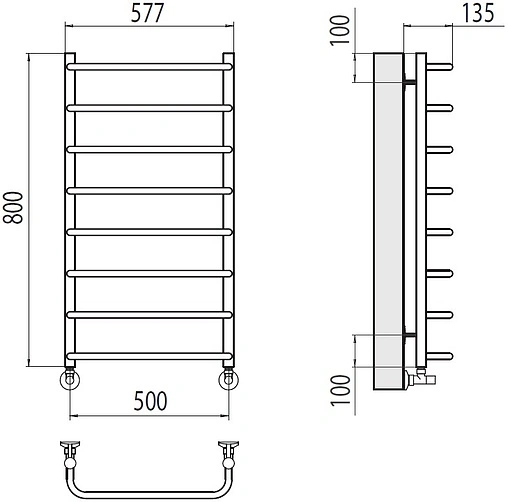 Полотенцесушитель водяной лесенка Terminus Стандарт П8 500х800 полированная сталь 4670078530370 Полотенцесушитель водяной лесенка Terminus Стандарт П8 500х800 полированная сталь 4670078530370