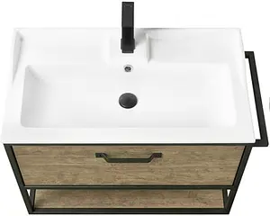 Тумба-умывальник подвесная Aquaton Лофт Фабрик 80 дуб кантри 1A2424K0LTDY0, 3