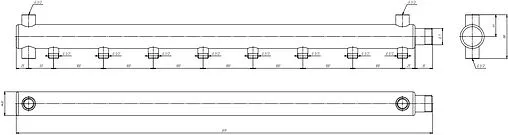 Коллектор распределительный концевой 8 отводов 1&quot;н x ½&quot;н Ду 40мм Valtec VTc.510.BS.SG40060408