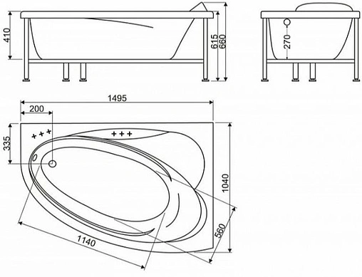 Ванна акриловая BelBagno 150x105 BB106-150-105-R