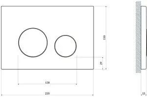 Клавиша смыва для унитаза Cersanit Twins 63526 белый матовый Клавиша смыва для унитаза Cersanit Twins 63526 белый матовый, 2