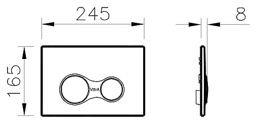 Клавиша смыва для унитаза VitrA Sirius 740-0411 кнопки/черный матовый, кольца/хром глянцевый