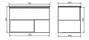 Тумба-умывальник подвесная Comforty Франкфурт 75 дуб шоколадно-коричневый/чёрный 00004150531CF, 2