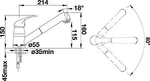 Смеситель для кухни с выдвижным изливом Blanco Daras - S хром 524190 Смеситель для кухни с выдвижным изливом Blanco Daras - S хром 524190, 2