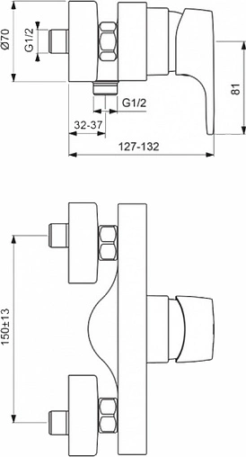 Смеситель для душа Vidima One хром BA085AA Смеситель для душа Vidima One хром BA085AA