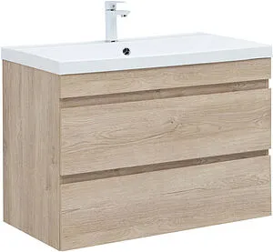 Тумба-умывальник подвесная Aquanet Нота New 90 дуб светлый 00334199+00204119 Тумба-умывальник подвесная Aquanet Нота New 90 дуб светлый 00334199+00204119, 1