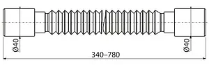 Слив гофрированный AlcaPlast 40x40мм L=340-780мм A710 Слив гофрированный AlcaPlast 40x40мм L=340-780мм A710, 2