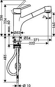 Смеситель для кухни с выдвижным изливом Hansgrohe Talis M52 170 2jet хром 32841000 Смеситель для кухни с выдвижным изливом Hansgrohe Talis M52 170 2jet хром 32841000, 2