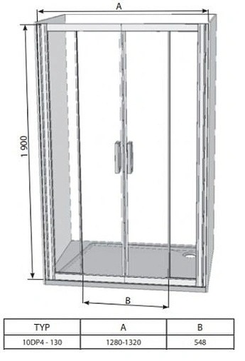 Дверь в нишу 1300мм прозрачное стекло Ravak 10° 10DP4-130 0ZKJ0U00Z1
