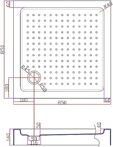 Поддон для душа Cezares Tray TRAY-A-A-85-15-W