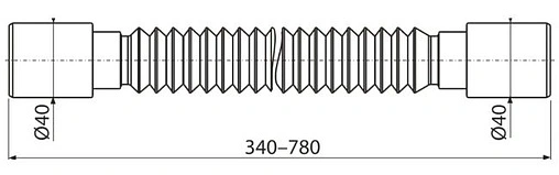 Слив гофрированный AlcaPlast 40x40мм L=340-780мм A710 Слив гофрированный AlcaPlast 40x40мм L=340-780мм A710
