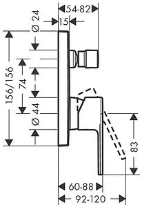 Смеситель для ванны скрытого монтажа Hansgrohe Vernis Shape чёрный матовый 71469670, 2