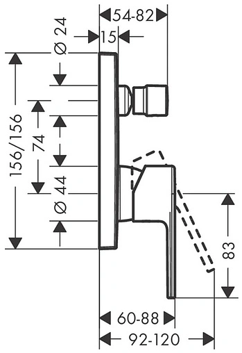 Смеситель для ванны скрытого монтажа Hansgrohe Vernis Shape хром 71468000