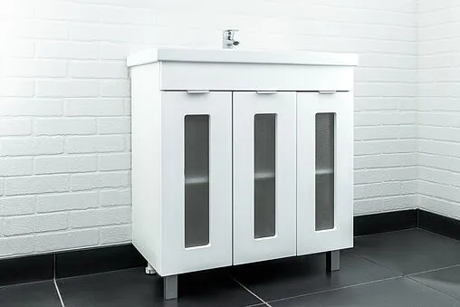 Тумба-умывальник напольный Айсберг Кристалл 80 белый DA1803T+1WH302251