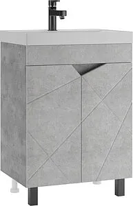 Тумба-умывальник напольный Домино Vector 60 метрополитан грей/бетон серый DV6612T+4627173210164, 1