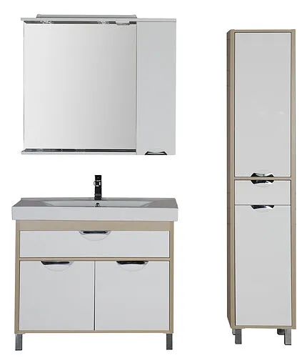 Шкаф-пенал напольный Aquanet Гретта белый/светлый дуб 171901