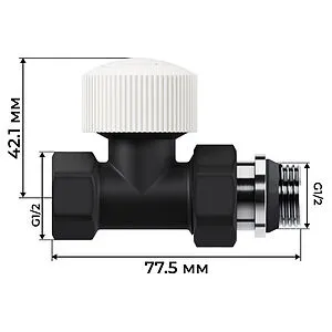 Комплект вентилей терморегулирующих прямых ½" в/н Royal Thermo Design черный RATVDP11212BL Комплект вентилей терморегулирующих прямых ½" в/н Royal Thermo Design черный RATVDP11212BL, 4