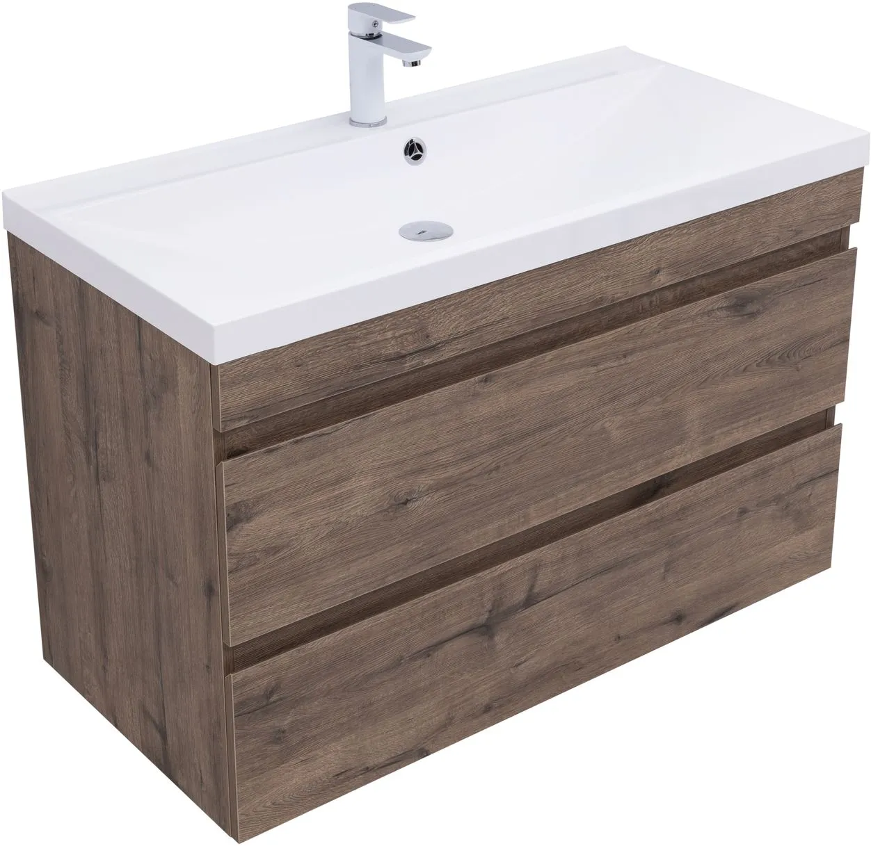 Тумба-умывальник подвесная Aquanet Нота New 100 дуб веллингтон/табак 00334194+00284116