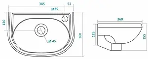 Раковина Santek Бриз 40L белый 1WH110442 Раковина Santek Бриз 40L белый 1WH110442, 2