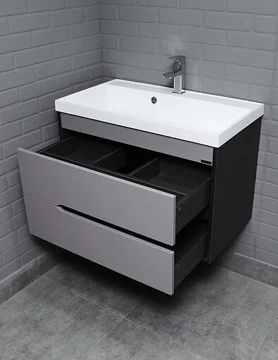 Тумба под умывальник подвесная Домино Karat 80 серый тауп DK3216T