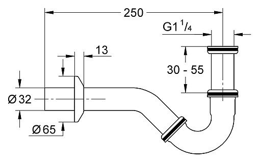 Сифон для биде Grohe хром 28946000 Сифон для биде Grohe хром 28946000