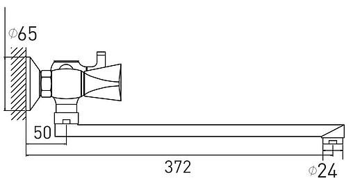 Смеситель для ванны с длинным изливом Gross Aqua Trio хром 7016029C-35L(F) - Н