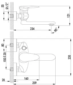Смеситель для ванны Lemark Status хром LM4414C Смеситель для ванны Lemark Status хром LM4414C, 2