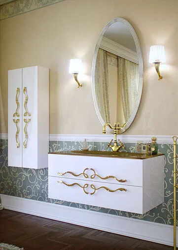 Шкаф-пенал подвесной двухстворчатый Clarberg Due Amanti 50 золото белый DUE0505W+DUER8GL