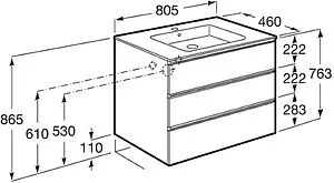 Тумба-умывальник подвесная Roca Gap 80 белый глянец A857406806+ Тумба-умывальник подвесная Roca Gap 80 белый глянец A857406806+, 2