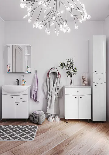 Шкаф-пенал напольный Айсберг Волна 30 R белый DA1006P