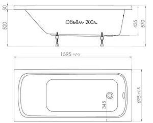 Ванна акриловая Triton Стандарт 170x70 Н0000099330 Ванна акриловая Triton Стандарт 170x70 Н0000099330, 2
