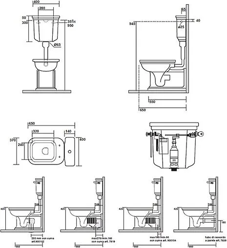 Унитаз со средним бачком Kerasan Waldorf белый 411601+418301+