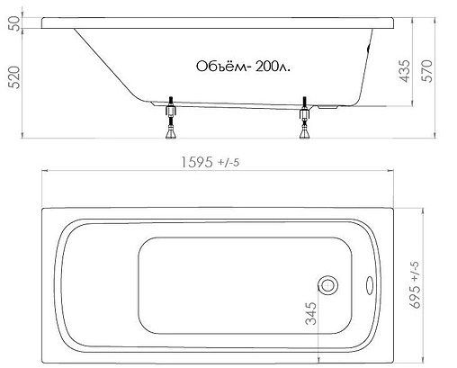 Ванна акриловая Triton Стандарт 170x70 Н0000099330