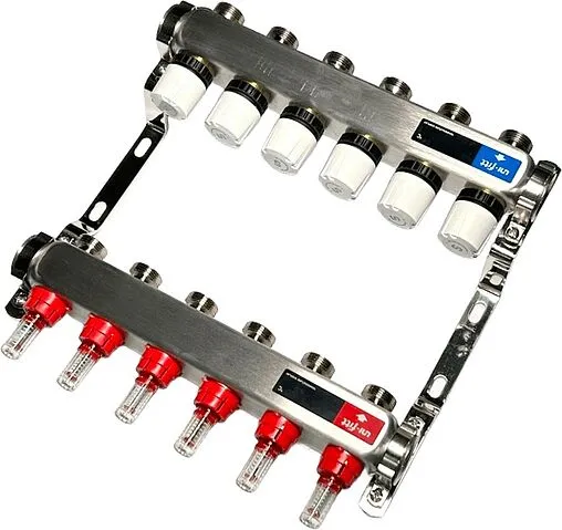 Группа коллекторная с расходомерами 5 отводов 1&quot;в/в x ¾&quot;ек Uni-fitt TECHNO 450W4305