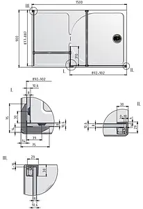 Душевое ограждение 1500мм прозрачное стекло Roltechnik Walk WALK I/1500 942-1500000-00-02, 2