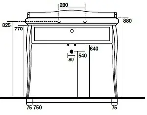 Консоль с умывальником напольная Kerasan Retro 100 белый/золото 7363K8+, 2