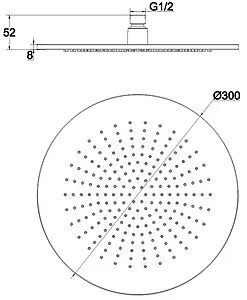 Лейка верхнего душа WHITECROSS Y black чёрный матовый Y1300BL, 2