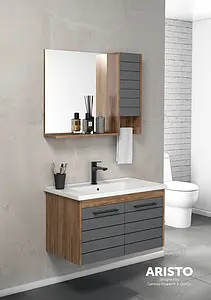 Тумба-умывальник подвесная ISVEA Aristo 80 антрацит/орех 21RSS062080I Тумба-умывальник подвесная ISVEA Aristo 80 антрацит/орех 21RSS062080I, 4