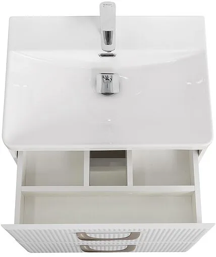 Тумба-умывальник подвесная BelBagno DUE 60 Белый металлик DUE-600-2C-SO-BM-P+BB-8076-3-60