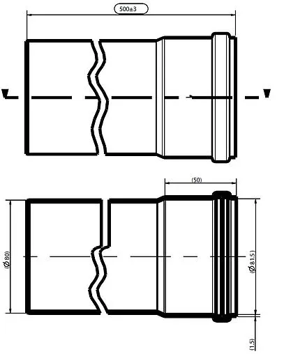 Удлинитель дымохода Ø 80мм L=500мм (Al) Protherm 0020199423